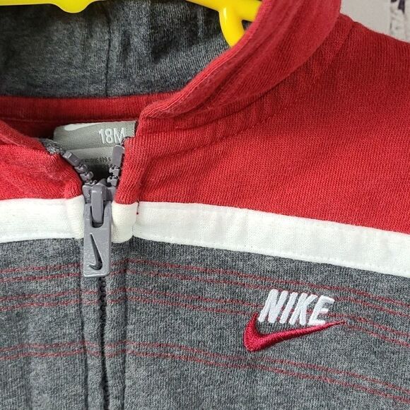 Nike Boys 18M Baby/Toddler Warm Winter Fleece Hoodie Sweatshirt Gray Zip Front - Picture 3 of 6